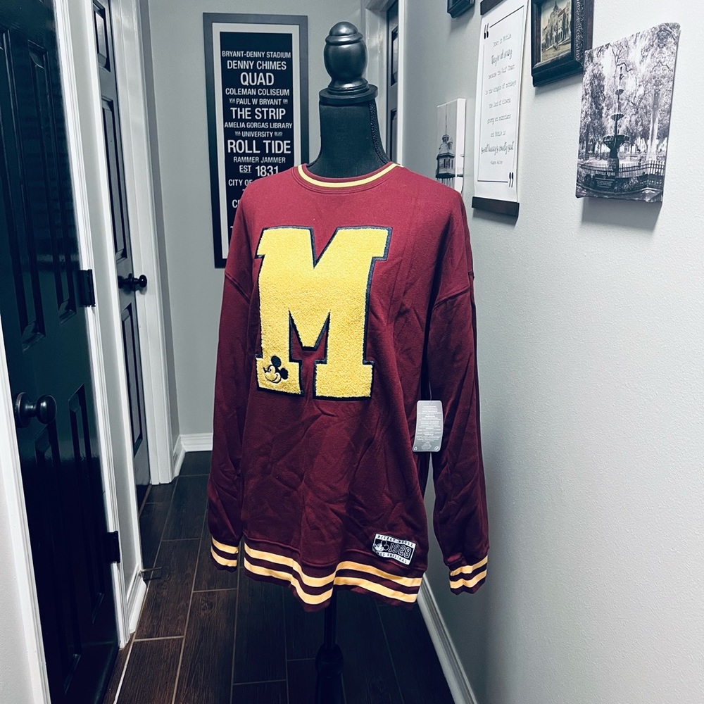 Mickey Mouse Letterman Fleece Pullover for Adults